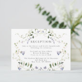 Wildflower Blue Waterverf bruiloft receptie Informatiekaartje (Staand voorkant)