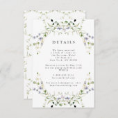 Wildflower Blue Waterverf Elegant Details Informatiekaartje (Voorkant / Achterkant)