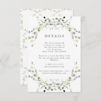 Wildflower Blue Waterverf Elegant Details Informatiekaartje