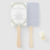 Wildflower Blue Waterverf Elegant Wedding Programm Handwaaier (Voorkant en achterkant)