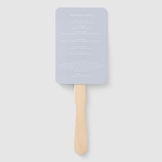 Wildflower Blue Waterverf Elegant Wedding Programm Handwaaier (Achterkant)