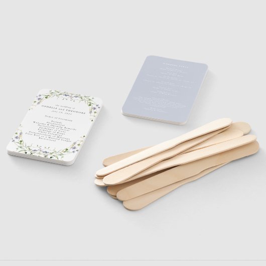 Wildflower Blue Waterverf Elegant Wedding Programm Handwaaier (Niet-gemonteerd)