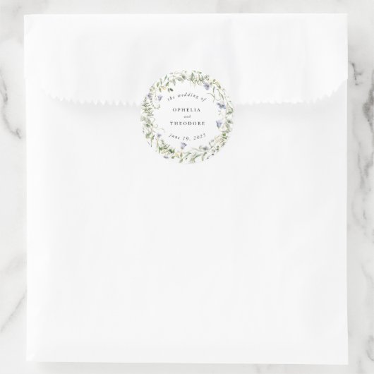 Wildflower Blue Waterverf Wedding Favoriet Dank u Ronde Sticker (Tas)