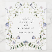 Wildflower Blue Waterverf Wedding Favoriet Dank u Wijn Etiket (Enkel label)