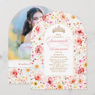 Wildflower Blush Bloementuin Quinceanera Foto Kaart