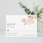 Wildflower Blush Floral Garden Wedding RSVP Cards (Staand voorkant)