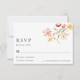 Wildflower Blush Floral Garden Wedding RSVP Cards Kaartje