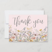 Wildflower Blush Pink Bedankkaart (Voorkant)