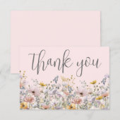 Wildflower Blush Pink Bedankkaart (Voorkant / Achterkant)