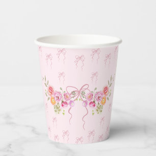 Wildflower Blush Pink Bow Baby shower Papieren Bekers