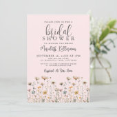 Wildflower Blush Pink Bridal Shower Kaart (Staand voorkant)