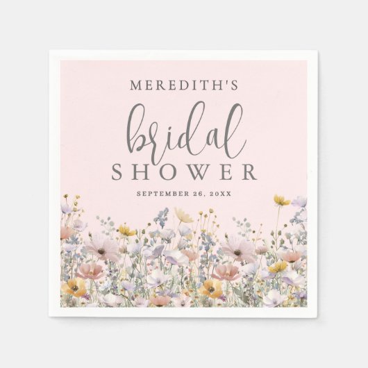 Wildflower Blush Pink Bridal Shower Servet (Voorkant)