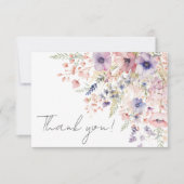 Wildflower Blush Pink Purple Floral Bedankkaart (Voorkant)