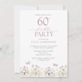 Wildflower Blush Roze 60ste Verjaardagsfeestje Ele Kaart (Voorkant)