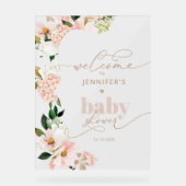 Wildflower blush roze baai douche Welkom Acryl Bord (Voorkant)