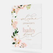 Wildflower blush roze baai douche Welkom Acryl Bord (Hoek)