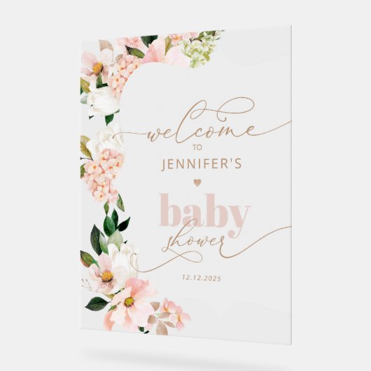 Wildflower blush roze baai douche Welkom Acryl Bord (Hoek)