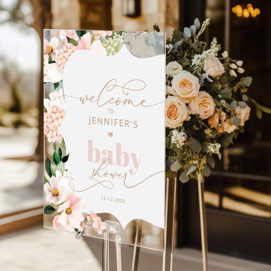 Wildflower blush roze baai douche Welkom Acryl Bord