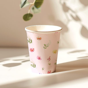 Wildflower Blush roze Baby in bloei Baby shower Papieren Bekers