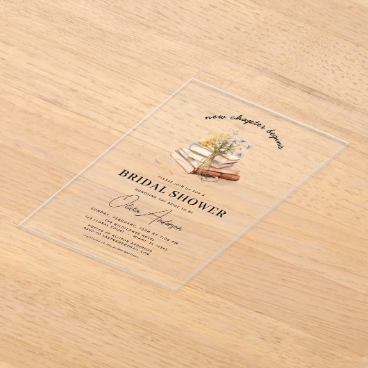 Wildflower boek Nieuw hoofdstuk begint met Vrijgez Acryl Uitnodigingen (Laagn)