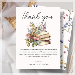 Wildflower Boek Thema Baby shower Bedankkaart