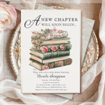 Wildflower Boek-thema Baby shower Folie uitnodigin