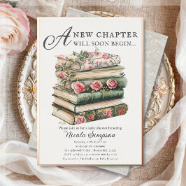Wildflower Boek-thema Baby shower Folie uitnodigin Uitnodiging