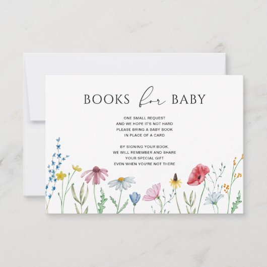 Wildflower boeken voor Baby card RSVP Kaartje (Voorkant)