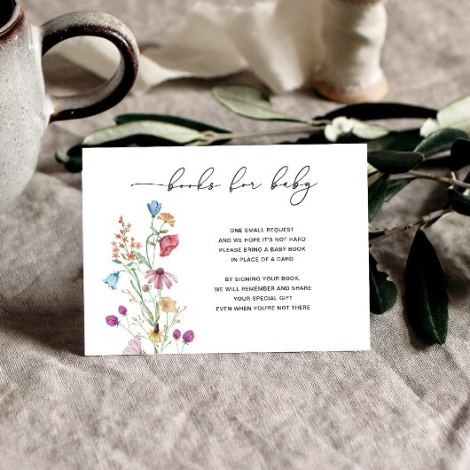 Wildflower boeken voor Baby card RSVP Kaartje