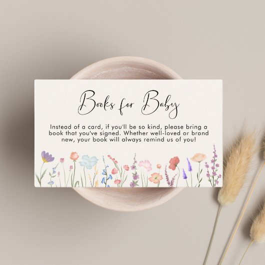 Wildflower boeken voor Baby Cream Baby shower Informatiekaartje