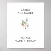 Wildflower Boeket Baby shower Sign Poster (Voorkant)