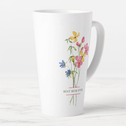 Wildflower boeket beste moeder ooit latte mok (Rechterhoek)