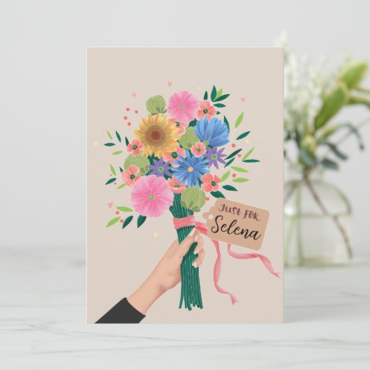 Wildflower boeket dank u kaart (Staand voorkant)