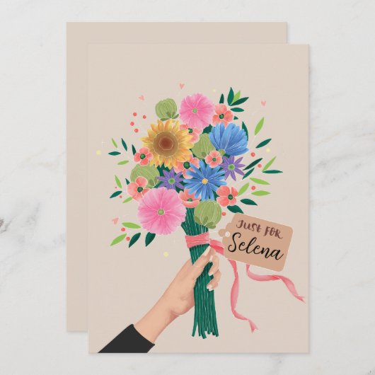 Wildflower boeket dank u kaart (Voorkant / Achterkant)