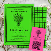 Wildflower boeket grillige QR-code vet bruids Informatiekaartje