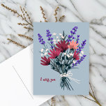 Wildflower boeket Ik mis je  CUSTOM Briefkaart<br><div class="desc">Pas deze kaart aan door de tekst,  het lettertype,  de kleuren te wijzigen en uw eigen tekst op de achterkant toe te voegen! Check mijn shop voor meer!</div>