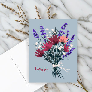 Wildflower boeket Ik mis je  CUSTOM Briefkaart