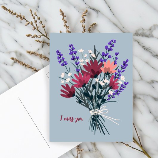 Wildflower boeket Ik mis je CUSTOM Briefkaart