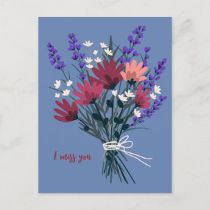 Wildflower boeket Ik mis je CUSTOM Briefkaart