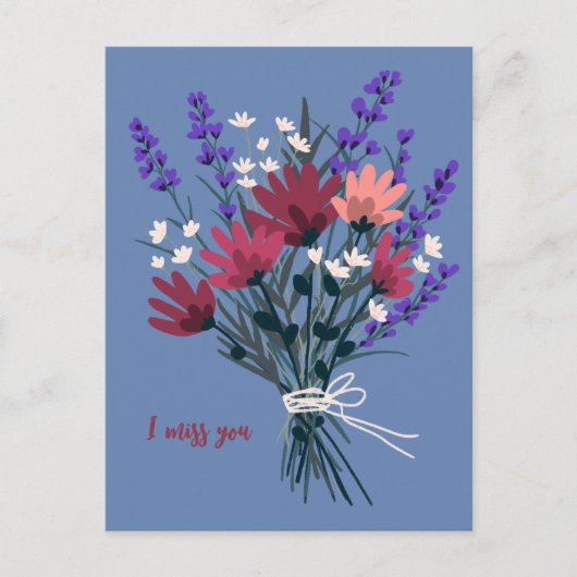 Wildflower boeket Ik mis je CUSTOM Briefkaart (Voorkant)
