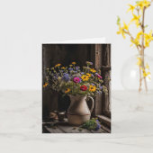 Wildflower boeket in Old Jug Note Kaart (Gele Bloem)