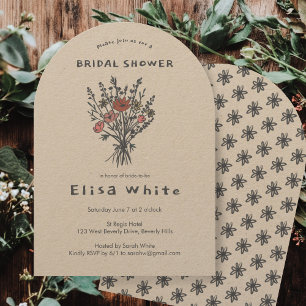 Wildflower boeket rustieke boog grillige douche kaart