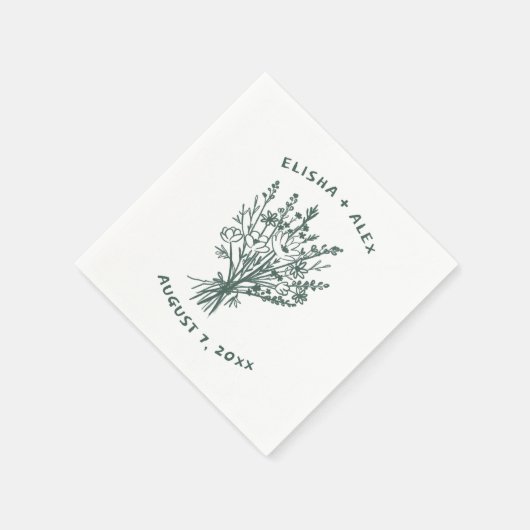 Wildflower boeket rustieke grillige bruiloft bloei servet (Hoek)