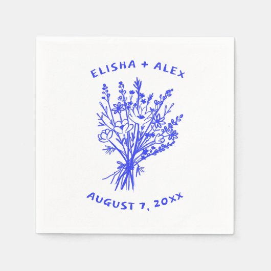 Wildflower boeket rustieke grillige bruiloft bloei servet (Voorkant)