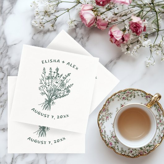 Wildflower boeket rustieke grillige bruiloft bloei servet