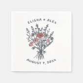 Wildflower boeket rustieke grillige bruiloft bloei servet (Voorkant)