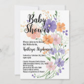 Wildflower Boeket Spring Bloemen Meisje Baby showe Kaart (Voorkant)