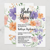 Wildflower Boeket Spring Bloemen Meisje Baby showe Kaart (Voorkant / Achterkant)