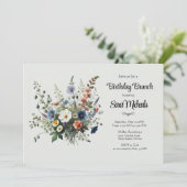 Wildflower Boeket Verjaardag Brunch Uitnodiging (Staand voorkant)