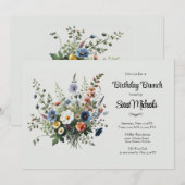 Wildflower Boeket Verjaardag Brunch Uitnodiging (Voorkant / Achterkant)
